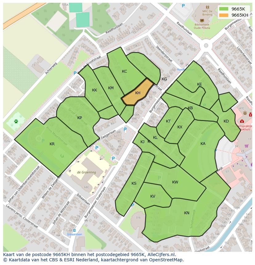 Afbeelding van het postcodegebied 9665 KH op de kaart.