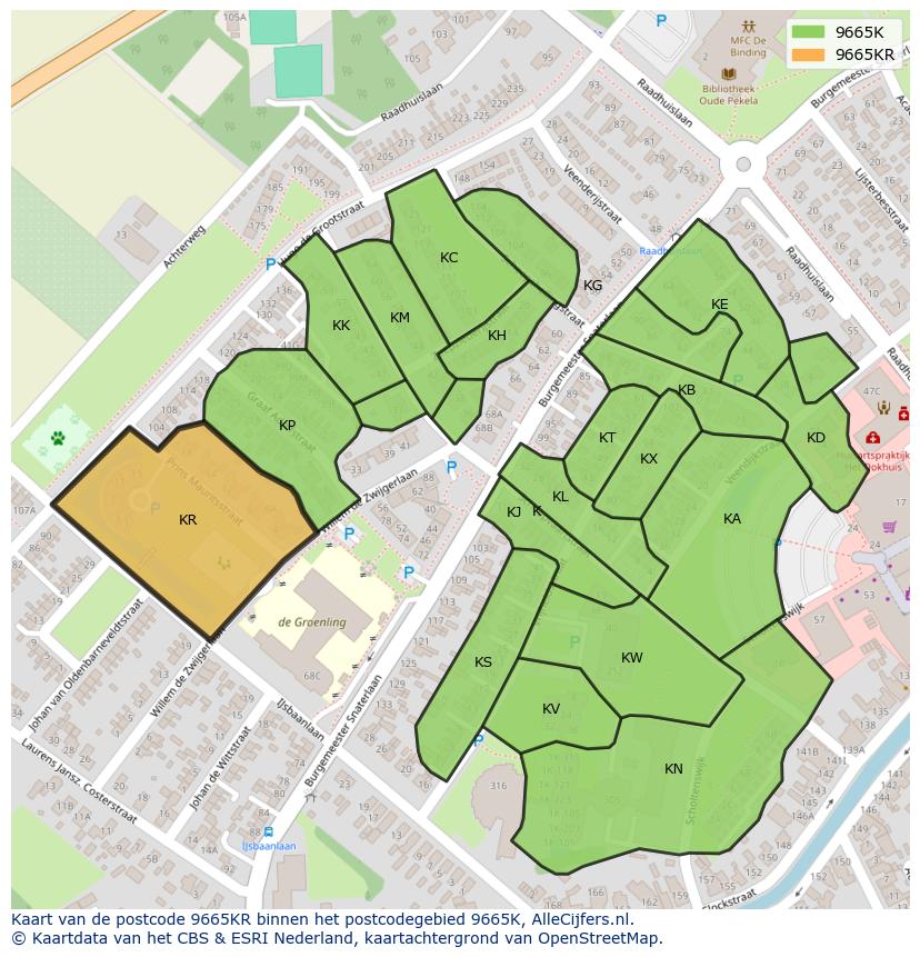 Afbeelding van het postcodegebied 9665 KR op de kaart.