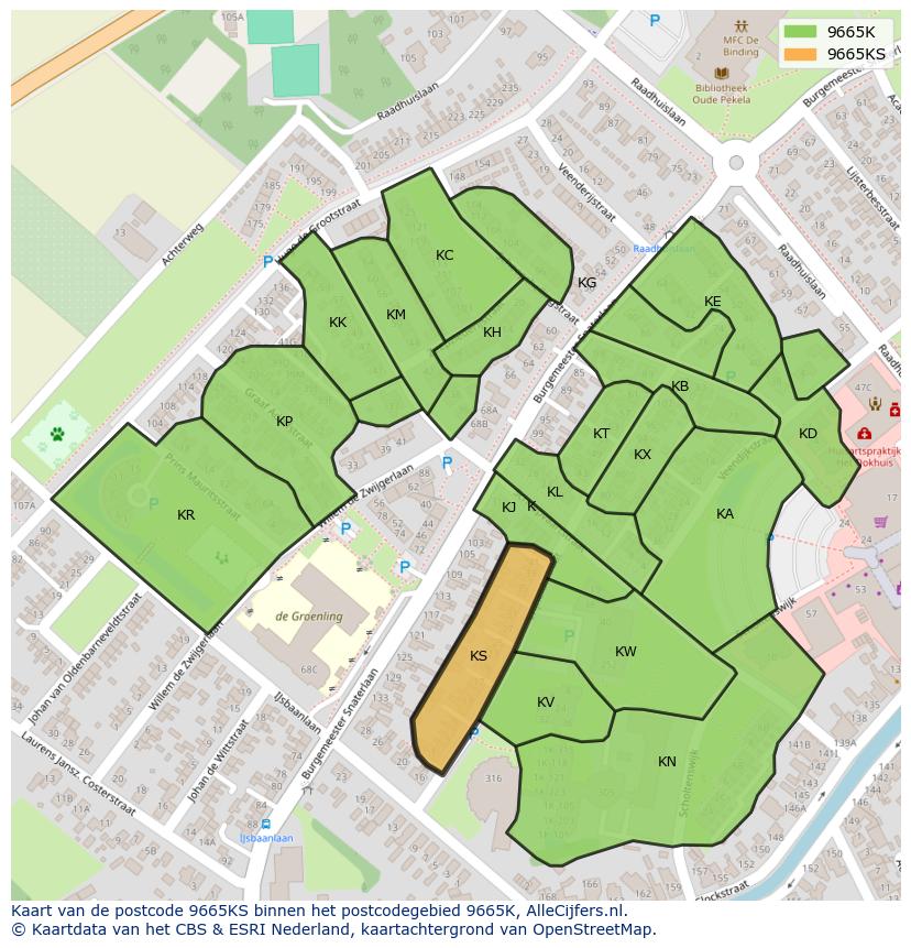 Afbeelding van het postcodegebied 9665 KS op de kaart.