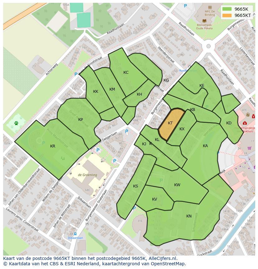 Afbeelding van het postcodegebied 9665 KT op de kaart.