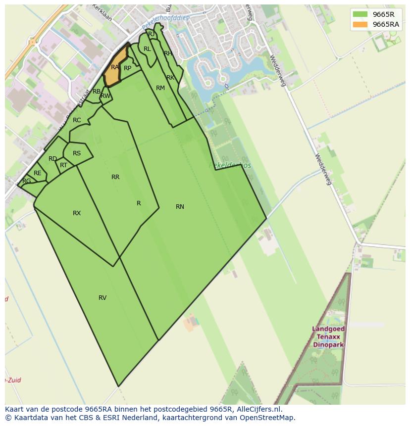 Afbeelding van het postcodegebied 9665 RA op de kaart.