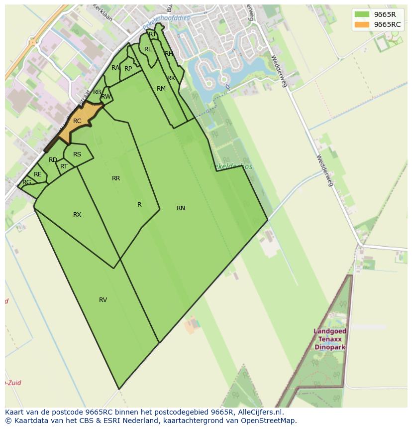 Afbeelding van het postcodegebied 9665 RC op de kaart.