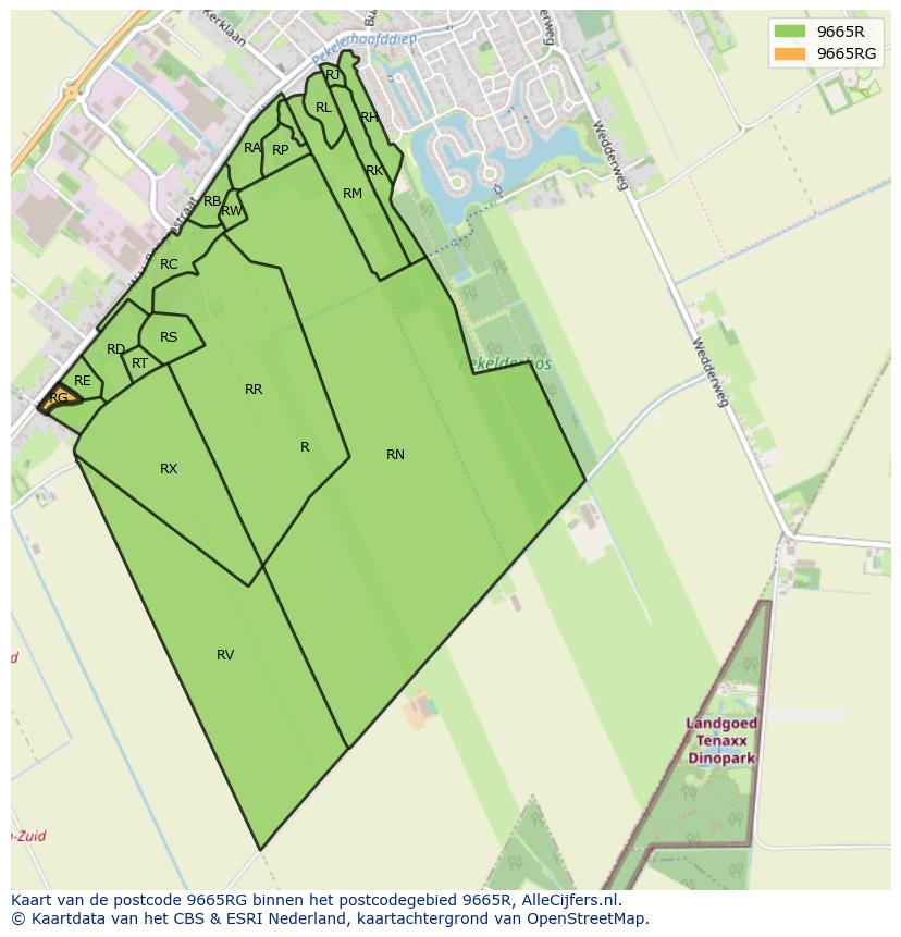 Afbeelding van het postcodegebied 9665 RG op de kaart.
