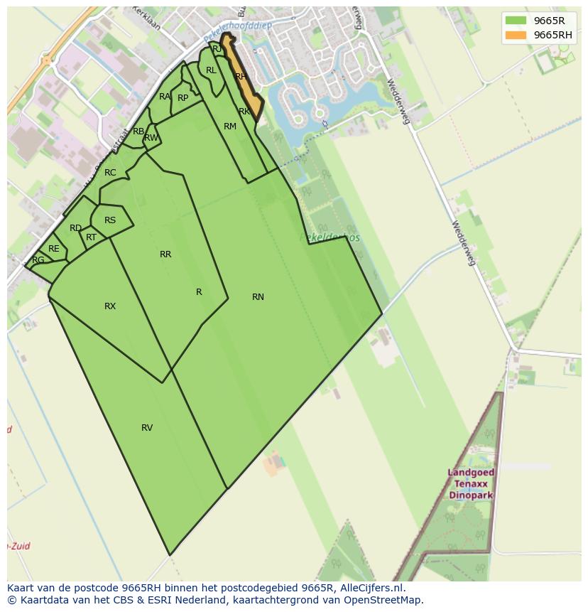 Afbeelding van het postcodegebied 9665 RH op de kaart.