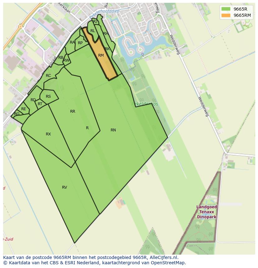 Afbeelding van het postcodegebied 9665 RM op de kaart.