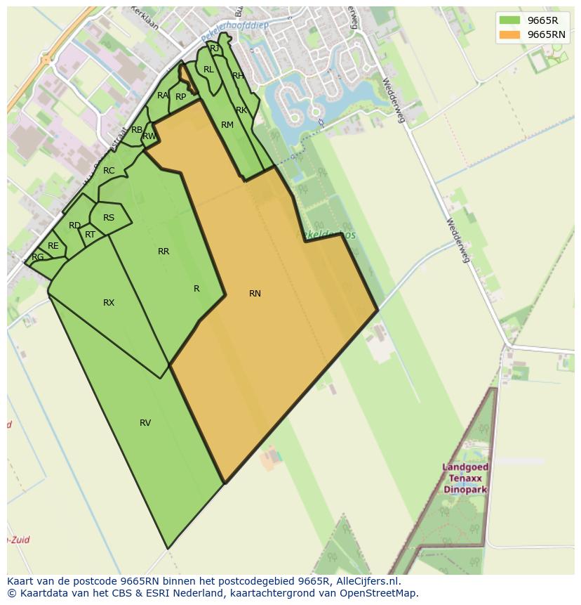 Afbeelding van het postcodegebied 9665 RN op de kaart.