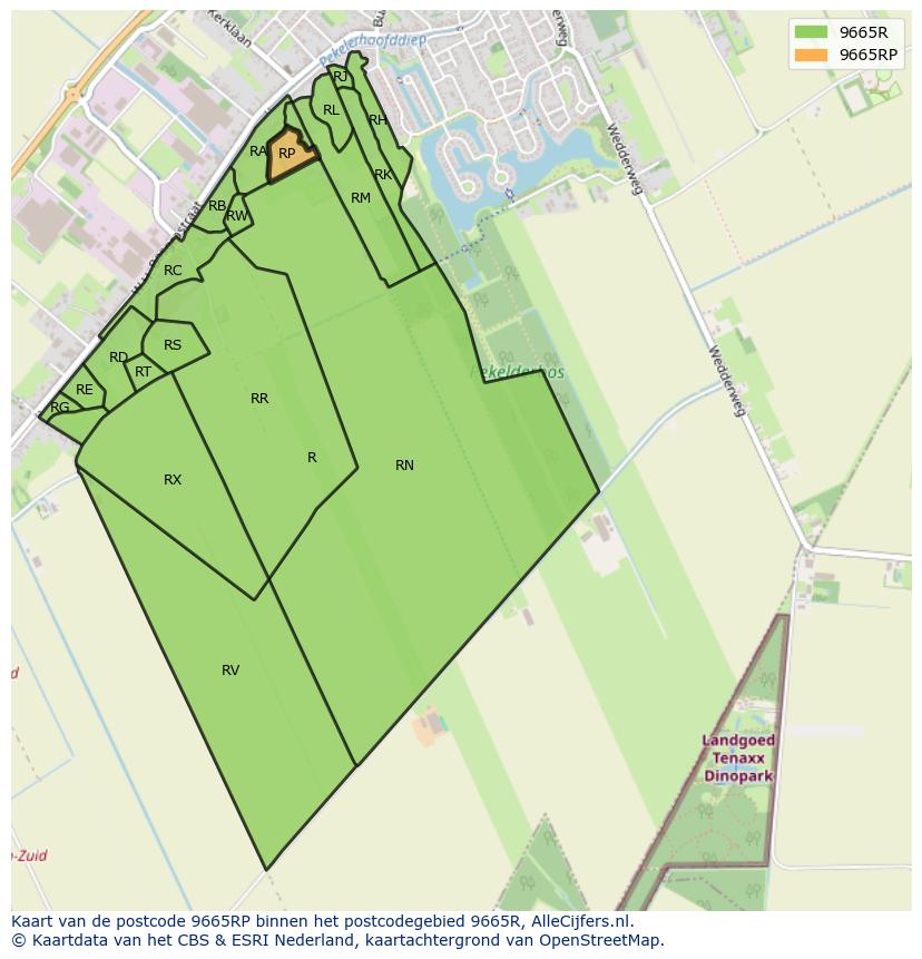 Afbeelding van het postcodegebied 9665 RP op de kaart.