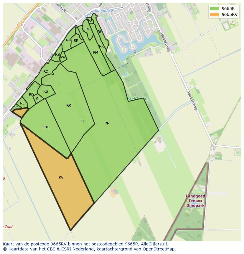 Afbeelding van het postcodegebied 9665 RV op de kaart.