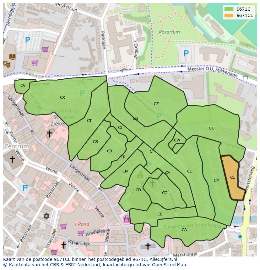 Afbeelding van het postcodegebied 9671 CL op de kaart.