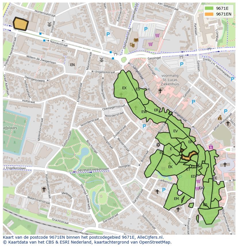 Afbeelding van het postcodegebied 9671 EN op de kaart.