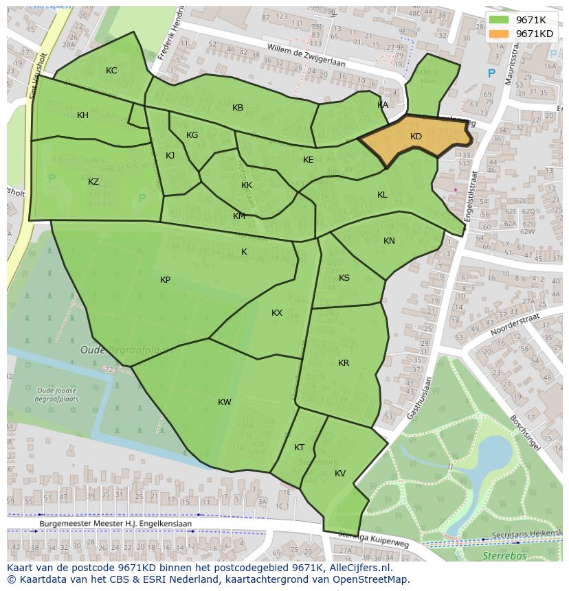 Afbeelding van het postcodegebied 9671 KD op de kaart.
