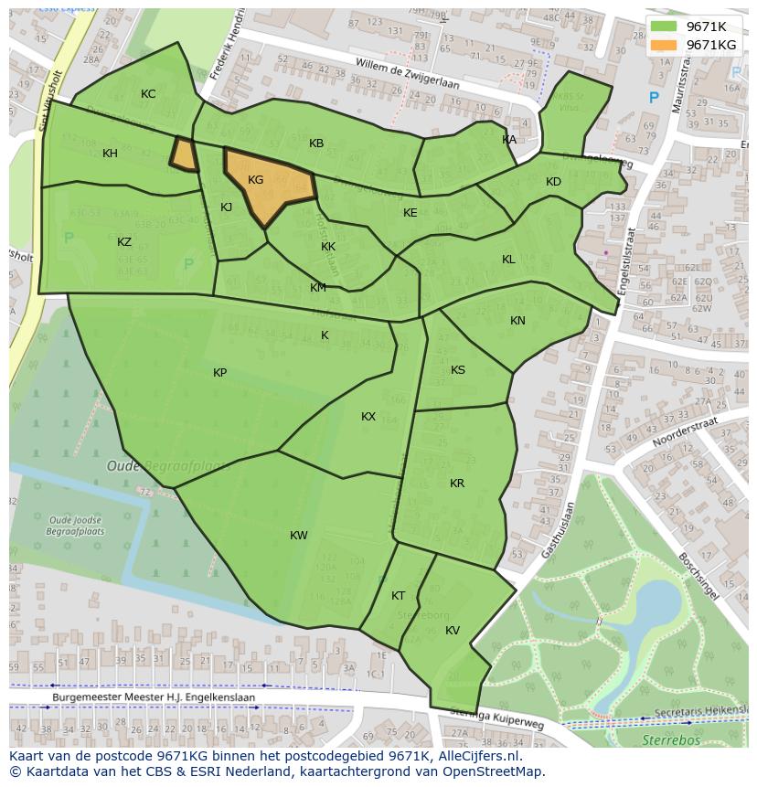 Afbeelding van het postcodegebied 9671 KG op de kaart.