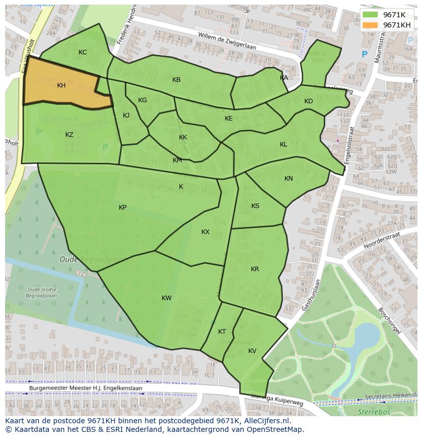 Afbeelding van het postcodegebied 9671 KH op de kaart.