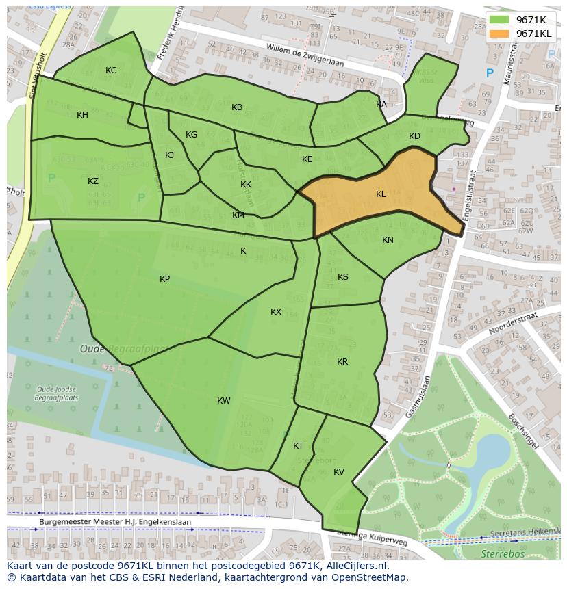 Afbeelding van het postcodegebied 9671 KL op de kaart.