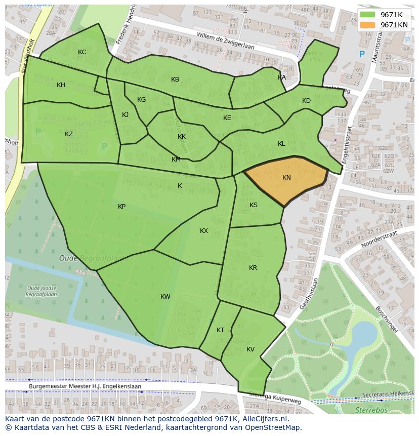 Afbeelding van het postcodegebied 9671 KN op de kaart.