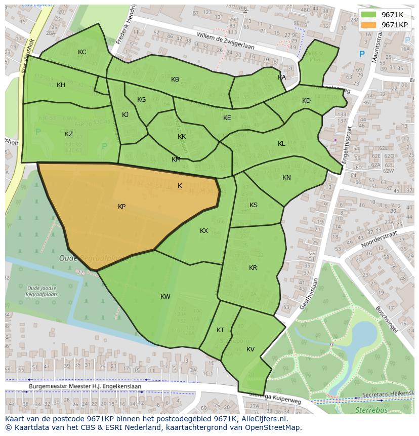 Afbeelding van het postcodegebied 9671 KP op de kaart.