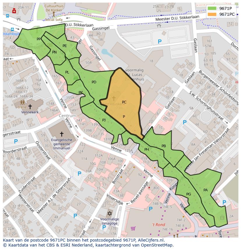 Afbeelding van het postcodegebied 9671 PC op de kaart.