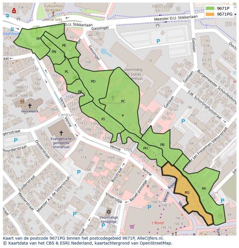 Afbeelding van het postcodegebied 9671 PG op de kaart.