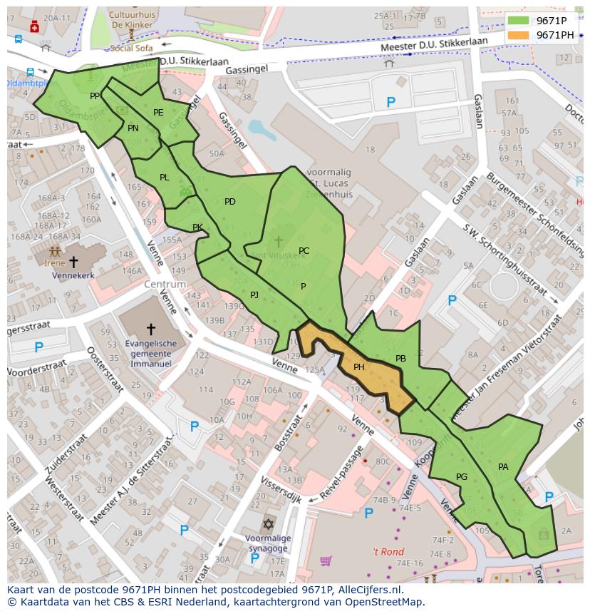 Afbeelding van het postcodegebied 9671 PH op de kaart.