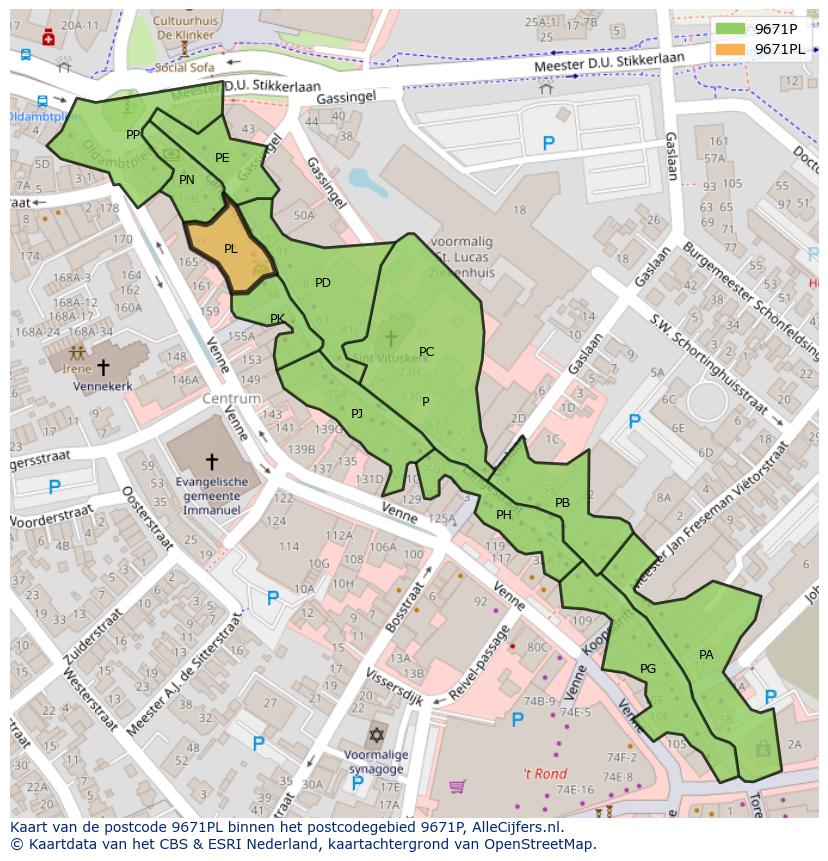 Afbeelding van het postcodegebied 9671 PL op de kaart.