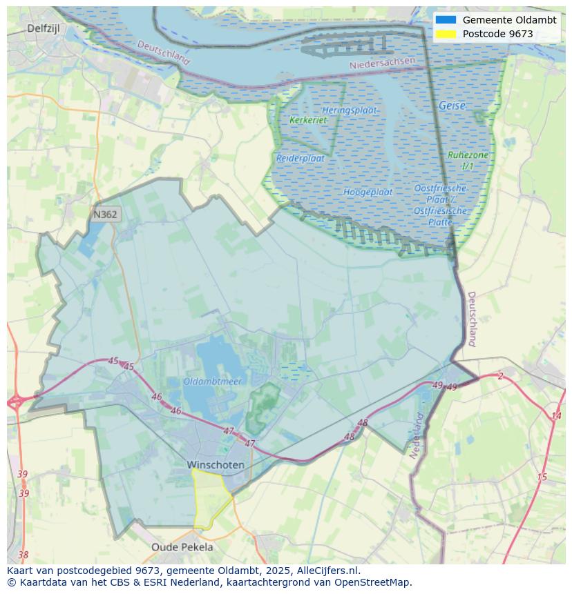Afbeelding van het postcodegebied 9673 op de kaart.
