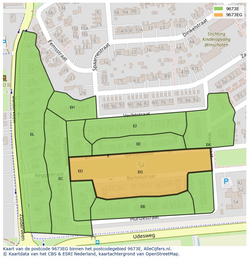 Afbeelding van het postcodegebied 9673 EG op de kaart.