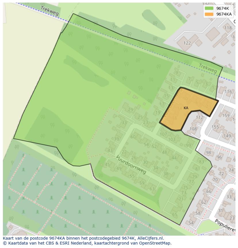 Afbeelding van het postcodegebied 9674 KA op de kaart.