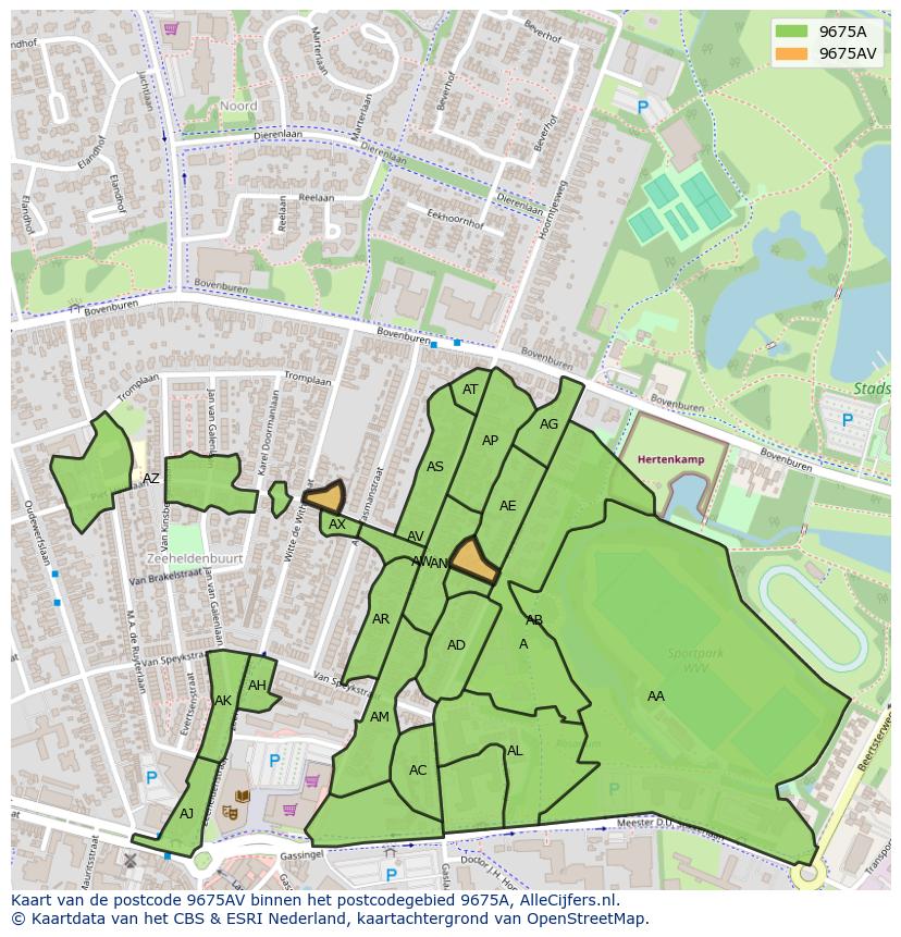 Afbeelding van het postcodegebied 9675 AV op de kaart.