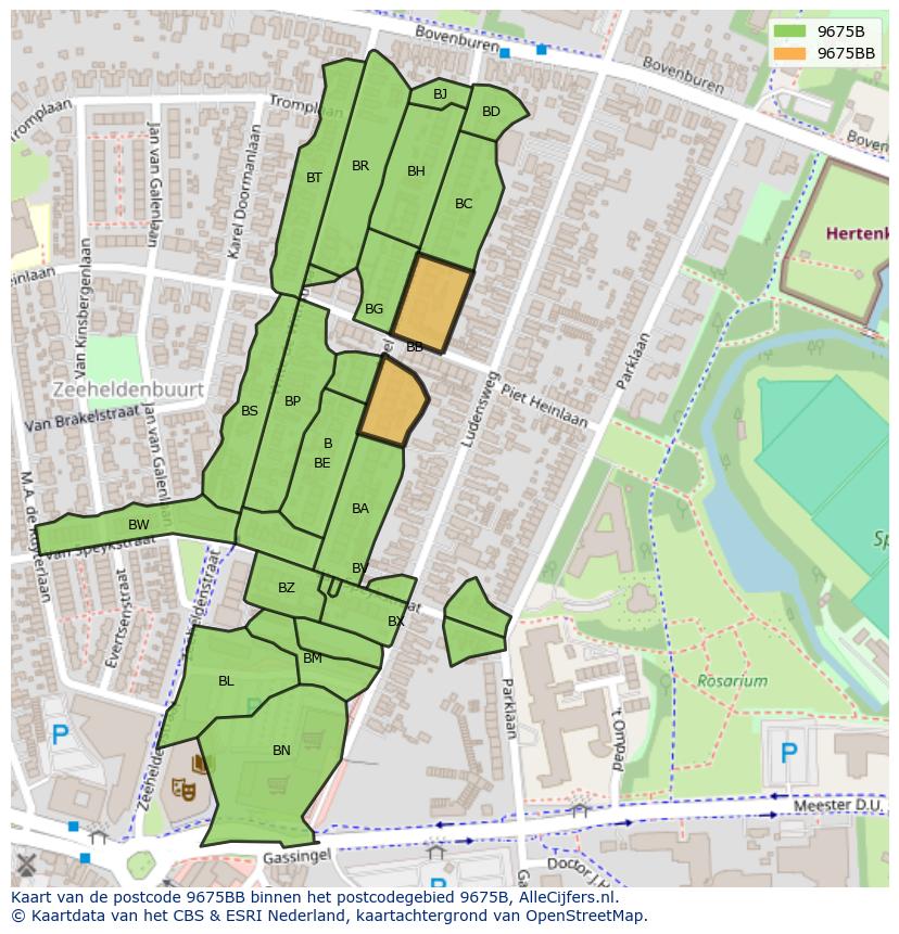 Afbeelding van het postcodegebied 9675 BB op de kaart.