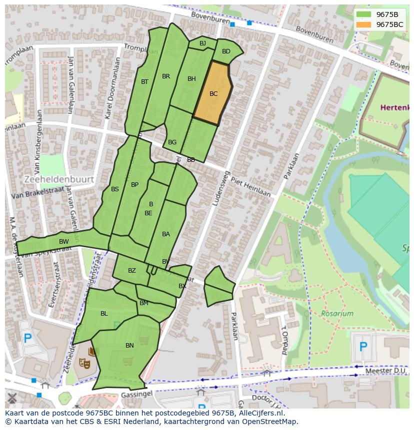 Afbeelding van het postcodegebied 9675 BC op de kaart.