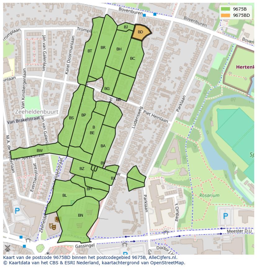 Afbeelding van het postcodegebied 9675 BD op de kaart.
