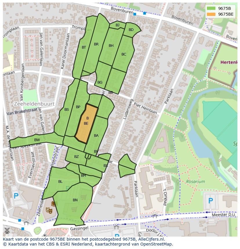 Afbeelding van het postcodegebied 9675 BE op de kaart.