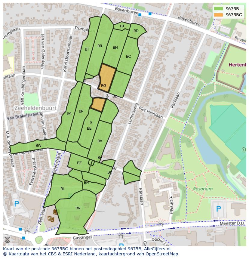 Afbeelding van het postcodegebied 9675 BG op de kaart.