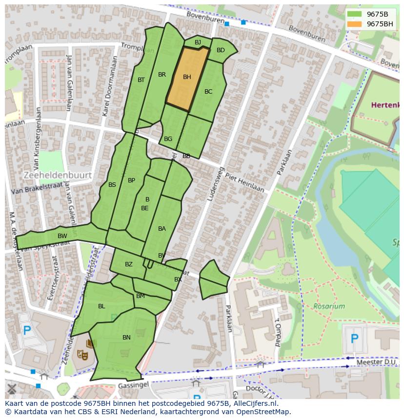 Afbeelding van het postcodegebied 9675 BH op de kaart.