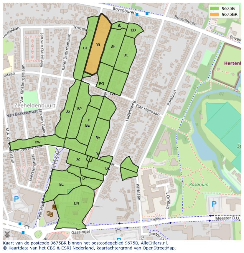 Afbeelding van het postcodegebied 9675 BR op de kaart.