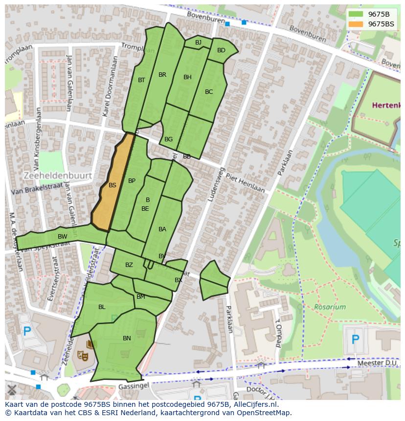 Afbeelding van het postcodegebied 9675 BS op de kaart.