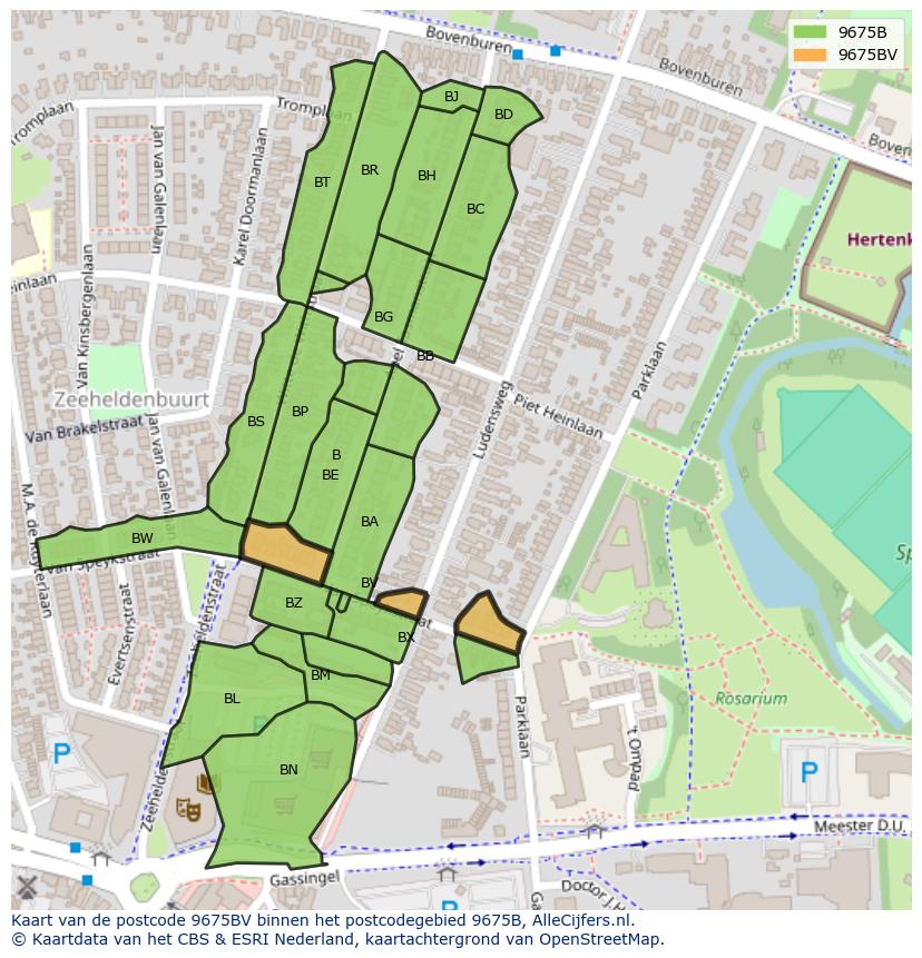 Afbeelding van het postcodegebied 9675 BV op de kaart.