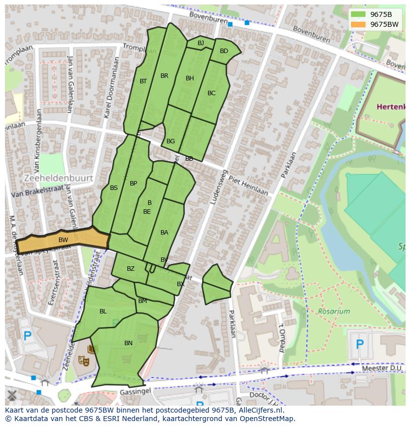 Afbeelding van het postcodegebied 9675 BW op de kaart.