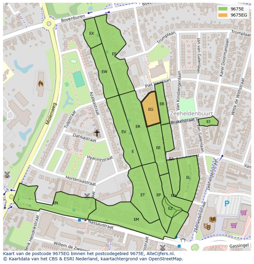 Afbeelding van het postcodegebied 9675 EG op de kaart.