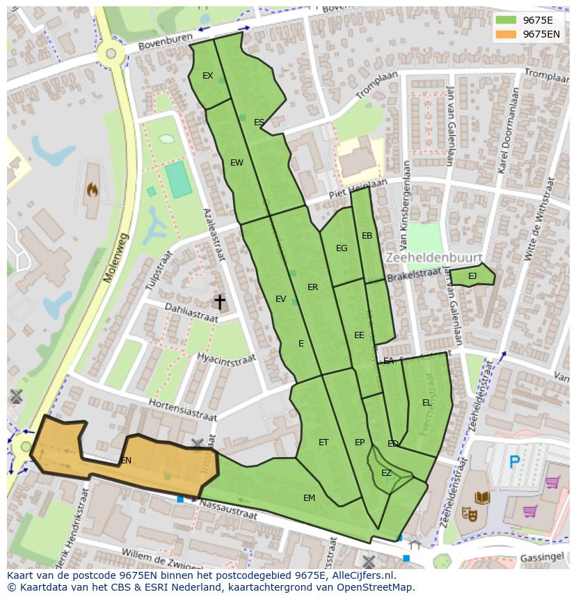 Afbeelding van het postcodegebied 9675 EN op de kaart.
