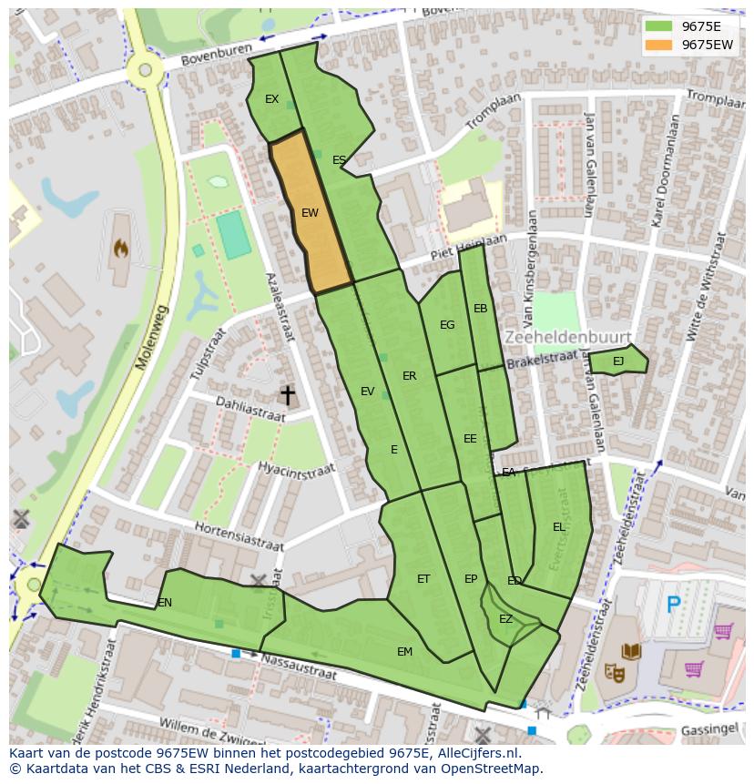 Afbeelding van het postcodegebied 9675 EW op de kaart.