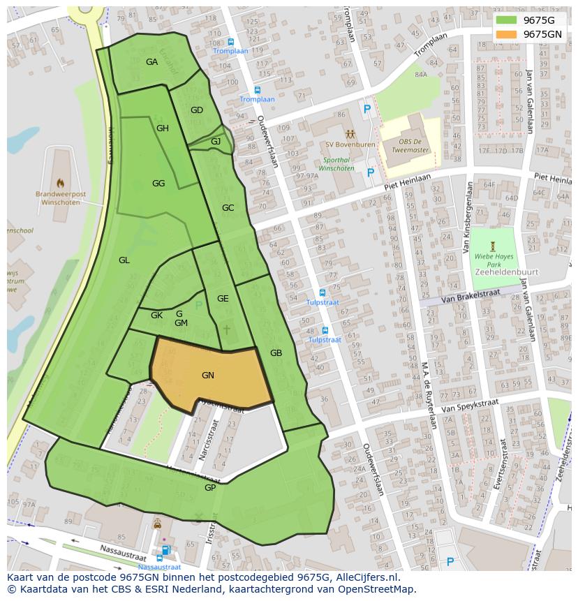Afbeelding van het postcodegebied 9675 GN op de kaart.