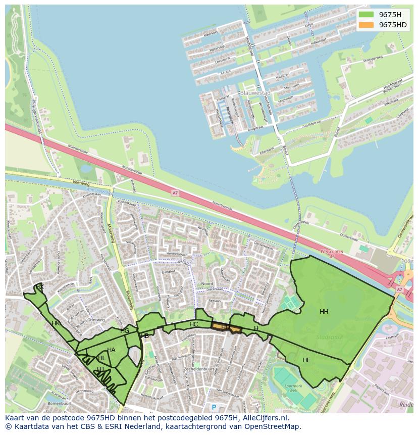 Afbeelding van het postcodegebied 9675 HD op de kaart.