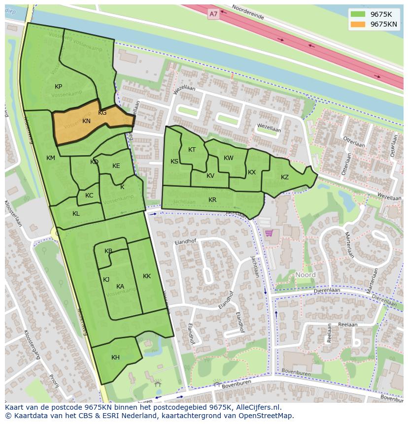 Afbeelding van het postcodegebied 9675 KN op de kaart.