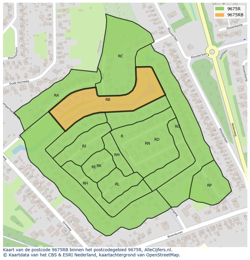 Afbeelding van het postcodegebied 9675 RB op de kaart.
