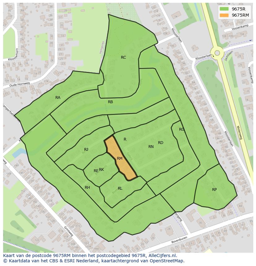Afbeelding van het postcodegebied 9675 RM op de kaart.