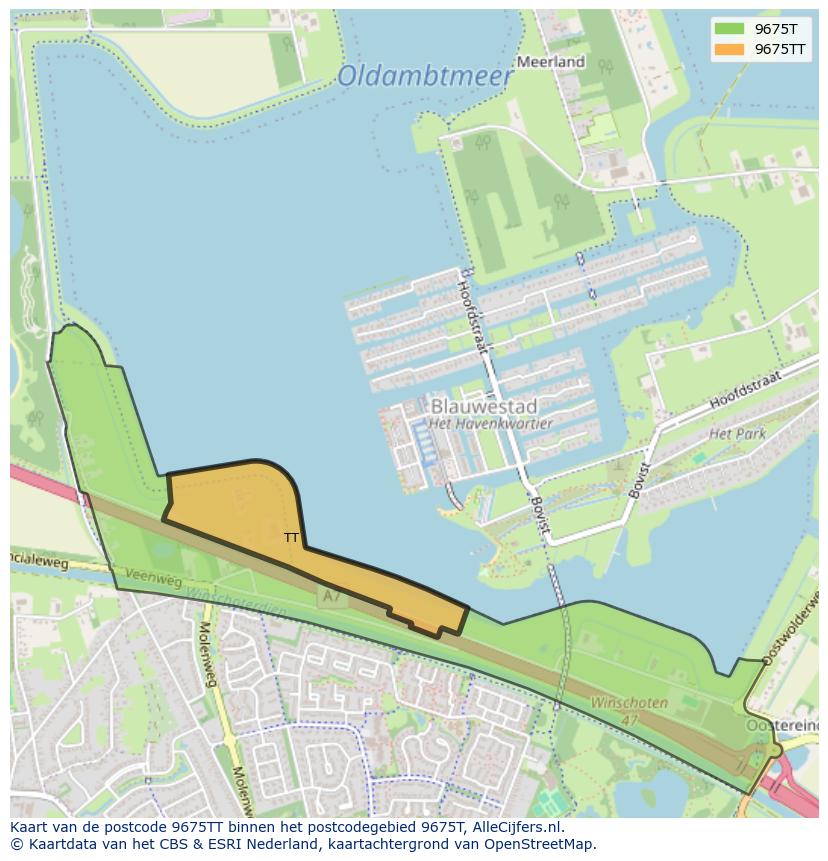 Afbeelding van het postcodegebied 9675 TT op de kaart.