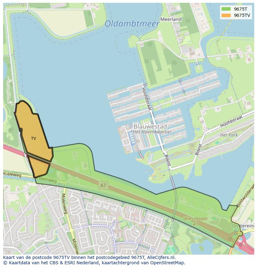 Afbeelding van het postcodegebied 9675 TV op de kaart.