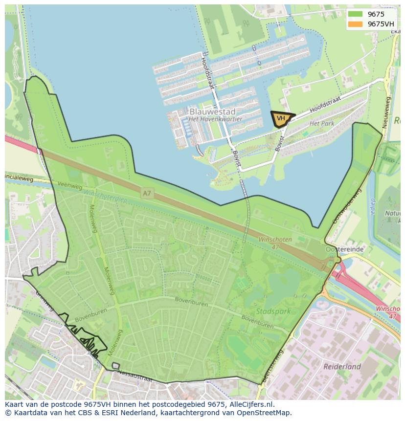 Afbeelding van het postcodegebied 9675 VH op de kaart.