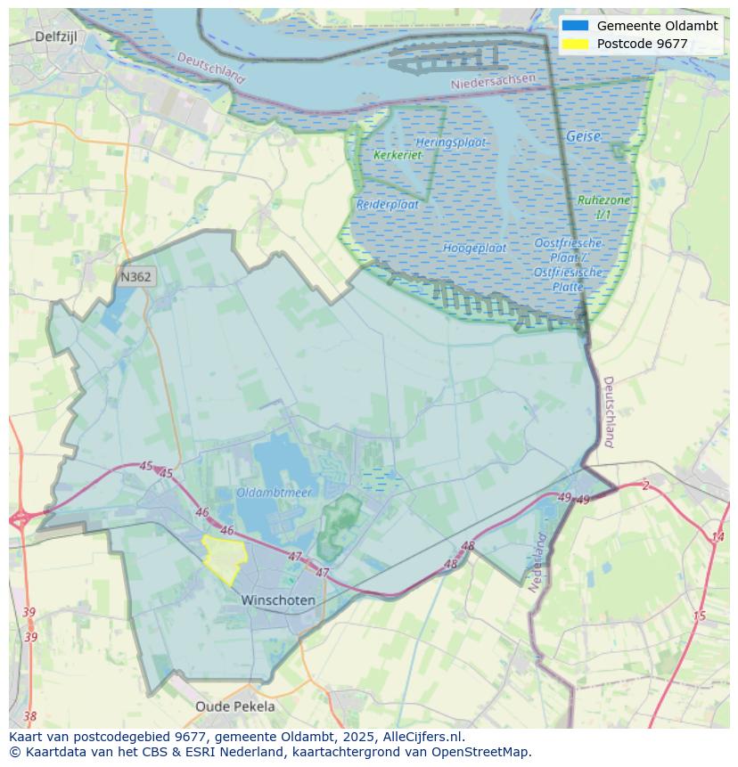 Afbeelding van het postcodegebied 9677 op de kaart.